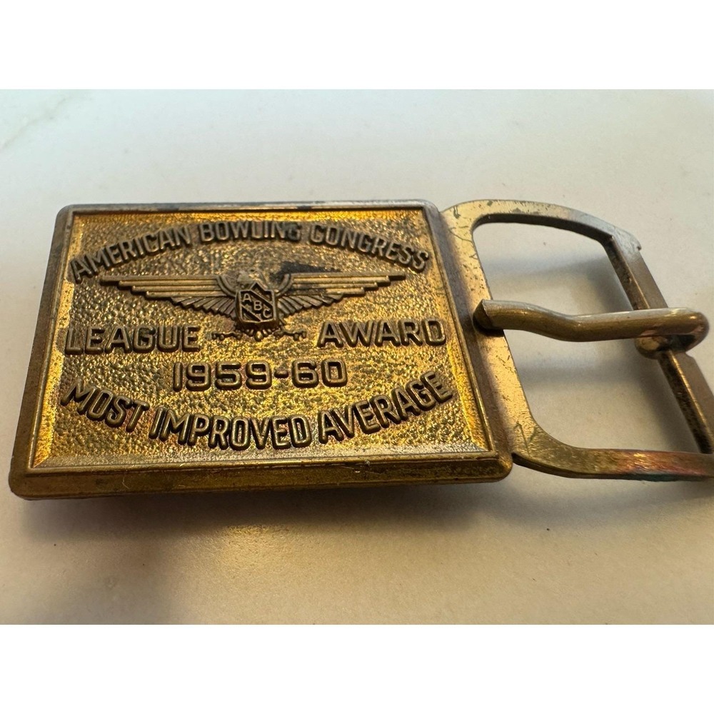 Vintage ABC American Bowling Congress 1959-60 Most Improved Average Belt Buckle - Picture 1 of 12